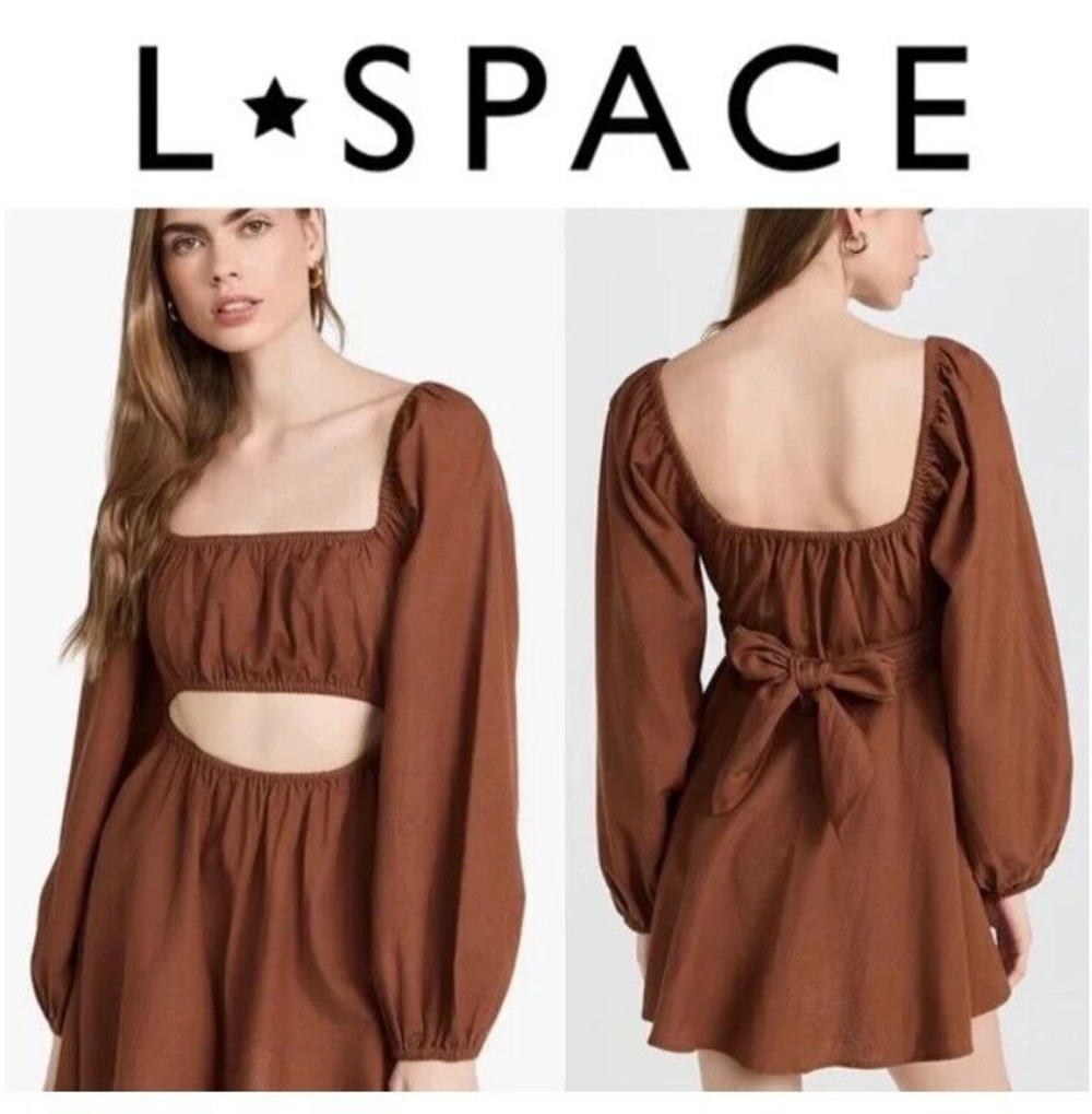NEW L Space Rosita Mini Dress Swimsuit Cover Up Coffee Brown Size Small-$165
